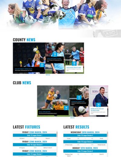 Galway GAA new website screenshot March 2024